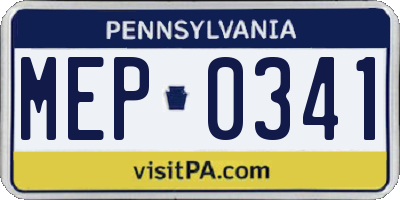 PA license plate MEP0341