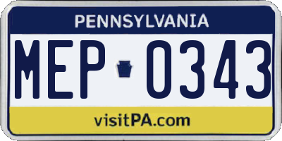 PA license plate MEP0343
