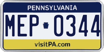 PA license plate MEP0344