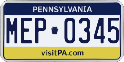 PA license plate MEP0345
