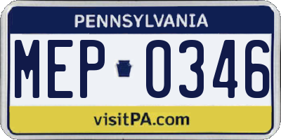 PA license plate MEP0346