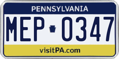 PA license plate MEP0347