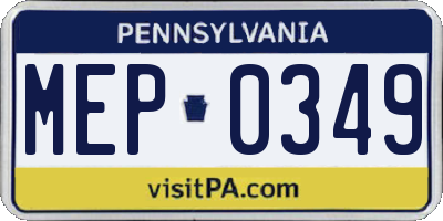 PA license plate MEP0349