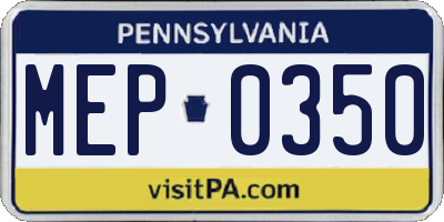 PA license plate MEP0350