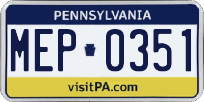 PA license plate MEP0351