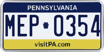 PA license plate MEP0354