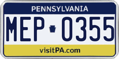 PA license plate MEP0355