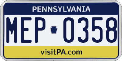 PA license plate MEP0358