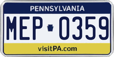 PA license plate MEP0359