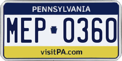 PA license plate MEP0360