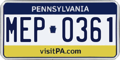 PA license plate MEP0361