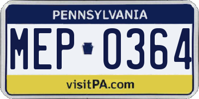 PA license plate MEP0364