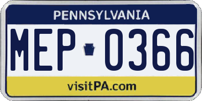 PA license plate MEP0366