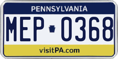 PA license plate MEP0368