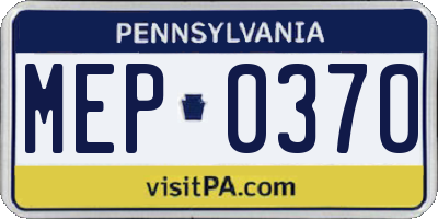 PA license plate MEP0370