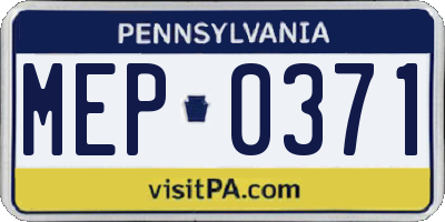 PA license plate MEP0371