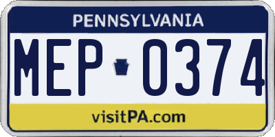 PA license plate MEP0374