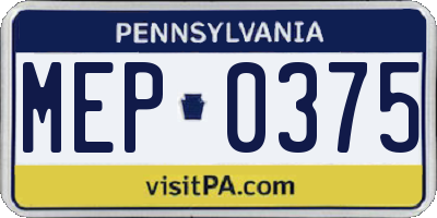 PA license plate MEP0375