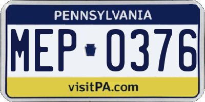 PA license plate MEP0376