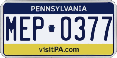PA license plate MEP0377