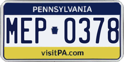 PA license plate MEP0378