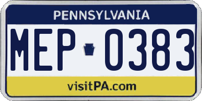 PA license plate MEP0383