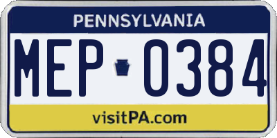 PA license plate MEP0384
