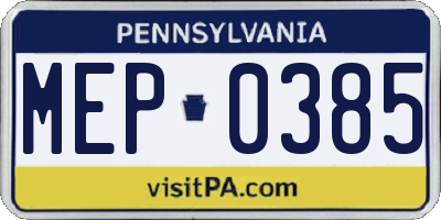 PA license plate MEP0385