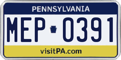 PA license plate MEP0391