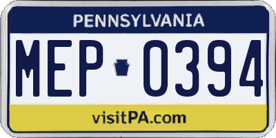 PA license plate MEP0394
