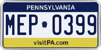 PA license plate MEP0399