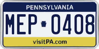 PA license plate MEP0408