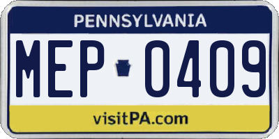 PA license plate MEP0409