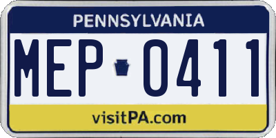 PA license plate MEP0411