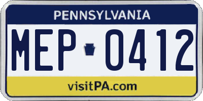 PA license plate MEP0412