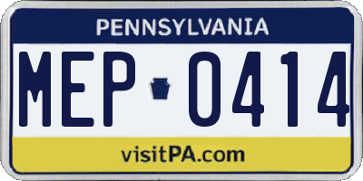 PA license plate MEP0414