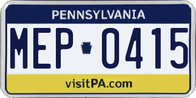 PA license plate MEP0415