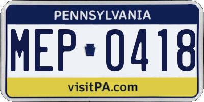 PA license plate MEP0418