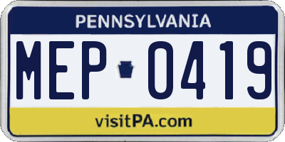 PA license plate MEP0419