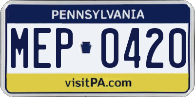 PA license plate MEP0420