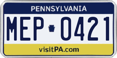 PA license plate MEP0421