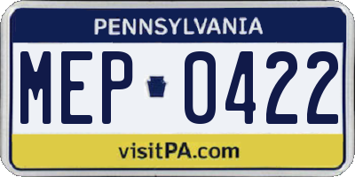 PA license plate MEP0422