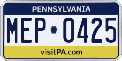 PA license plate MEP0425