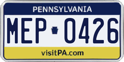 PA license plate MEP0426