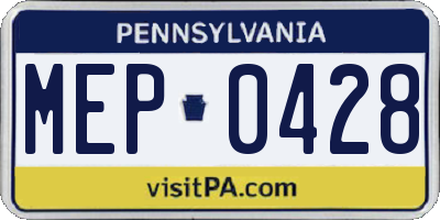 PA license plate MEP0428