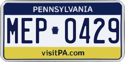 PA license plate MEP0429