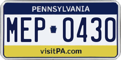 PA license plate MEP0430