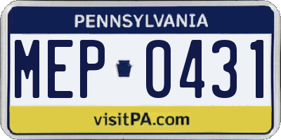 PA license plate MEP0431