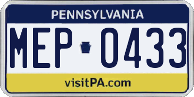 PA license plate MEP0433