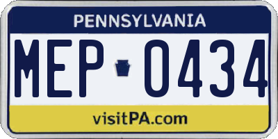 PA license plate MEP0434